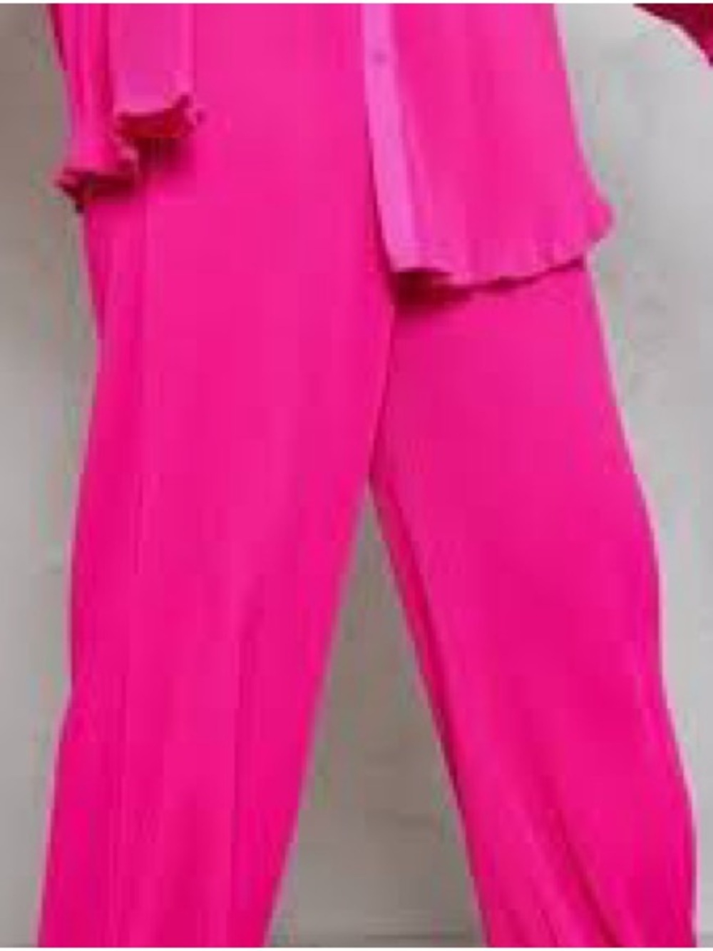 PrettyLittleThing Hot Pink Plisse High Waisted Wide Leg Pant Size 12 NWT